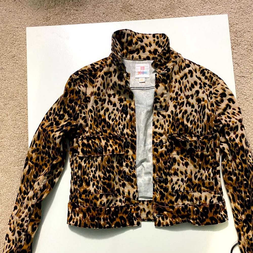 Lularoe animal print Jean jacket size XXS